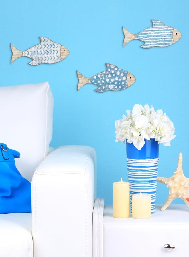 Putuo Decor 3 Pcs Wooden Fish Wall Decor - Beach Nautical Coastal Theme Fish Wall Sculpture - Lake House Ocean Decor - Vintage Ornaments for Home Bathroom Bedroom - Image 5